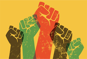 juneteenth illustration with raised fists